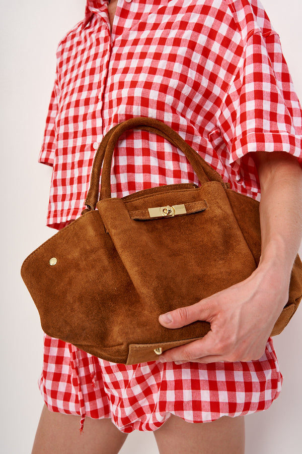 תיק עור זמש | חום